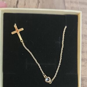 Elegant Gold Cross Necklace with Crystal Accent